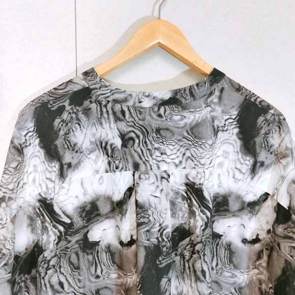 Kin Grey Dress Size UK 12 Marble Print Oversized Lagenlook Pockets Cotton Artsy - Picture 6 of 9